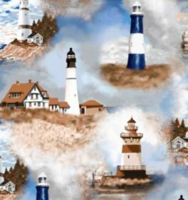 Click to view full size Lighthouses Fleece Fabric